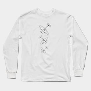 Aeroplane Print Dogfight Patent Print Long Sleeve T-Shirt